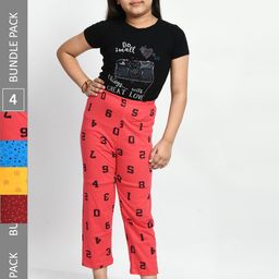 BAESD Girls Pack Of 4 Pure Cotton Printed Lounge Pants-image-119