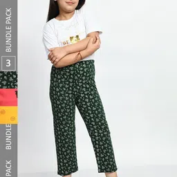 BAESD Girls Pack Of 3 Printed Pure Cotton Lounge Pants-picture-45