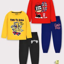 YK X Trampoline Kids Pack Of 2 Printed T-shirt With Pyjamas-57