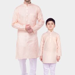 SG YUVRAJ Boys Peach-Coloured Self Design Kurta with Pyjamas image 1