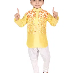 BAESD Boys Geometric Printed Mandarin Collar Straight Kurta With Pyjama-52