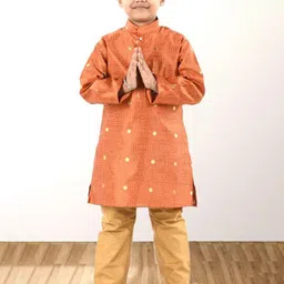BAESD Boys Geometric Printed Mandarin Collar Long Sleeves Kurta with Pyjamas-43