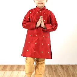 BAESD Boys Woven Design Mandarin Collar Straight Kurta With Pyjama-picture-23