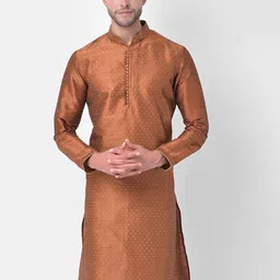 DEYANN Men Copper-Toned Regular Dupion Silk Kurta with Churidar-picture-36