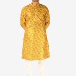 Pro-Ethic STYLE DEVELOPER Men Floral Pure Silk Kurta with Churidar-image-95