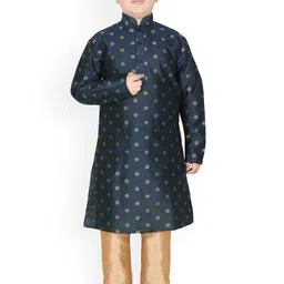 SG YUVRAJ Boys Floral Woven Design Straight Kurta with Trousers-19