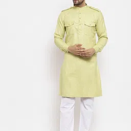KLOTTHE Men Green Kurta with Pyjamas-picture-16
