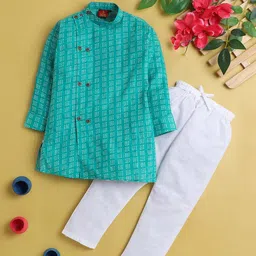 BAESD Boys Geometric Printed Mandarin Collar Long Sleeves Regular Kurta with Pyjama-4