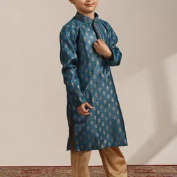 Manyavar Boys Woven Design Mandarin Collar Kurta with Pyjamas-29