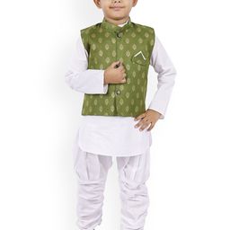 BAESD Boys Mandarin Collar Regular Straight Kurta With Pyjamas & Jacket-33