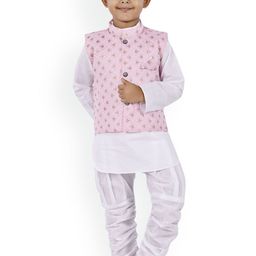 BAESD Boys Mandarin Collar Regular Straight Kurta With Pyjamas & Jacket-11