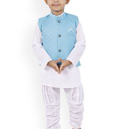 BAESD Boys Mandarin Collar Regular Straight Kurta With Pyjamas & Jacket-43