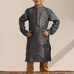 Manyavar Boys Ethnic Motifs Woven Design Kurta With Pyjamas-39