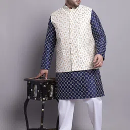 SOJANYA PLUS Woven Design Kurta & Pyjamas With Nehrujacket-35