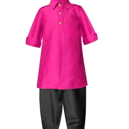 A T U N Boys Fuchsia & Black Regular Pathani Kurta with Pyjamas-22