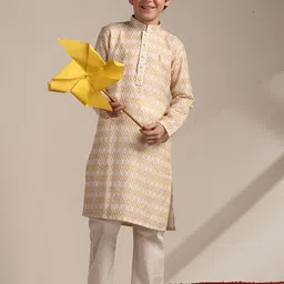 Manyavar Boys Geometric Printed Regular Kurta With Pyjamas-image-46
