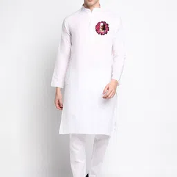 DEVOILER Mandarin Collar Regular Straight Kurta with Pyjamas-picture-39