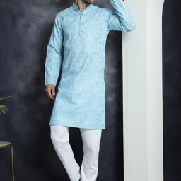 Jompers Geometric Printed Mandarin Collar Regular Kurta With Pyjamas-picture-53