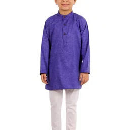 Superminis Boys Navy Blue & White Solid Kurta with Pyjamas-picture-16