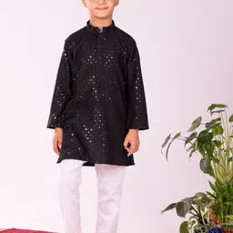VASTRAMAY Boys Embroidered Regular Sequinned Kurta with Pyjamas-1