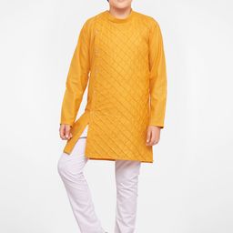 BAESD Boys Checked Band Collar Angrakha Kurta With Pyjamas-picture-18