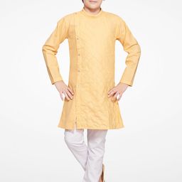 BAESD Boys Checked Band Collar Thread Work Kurta With Pyjamas-45