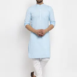 Kaifoo Men Sea Green Solid Mandarin Neck Straight Kurta with Churidar-image-39