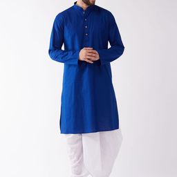 VASTRAMAY Men Blue Regular Kurta with Dhoti-image-51