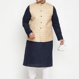 VASTRAMAY Men Navy Blue Layered Kurta with Churidar-39