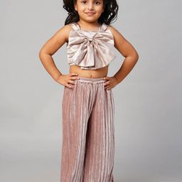 LIL DRAMA Girls Round Neck Top with Palazzos-picture-34