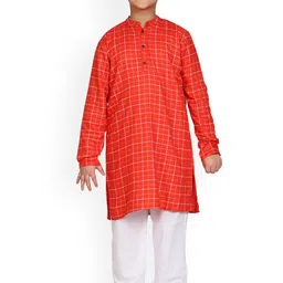 KiddoPanti Boys Red Printed Kurta with Pyjamas-picture-16