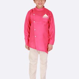 Superminis Boys Magenta Angrakha Pure Cotton Kurta with Pyjamas-35