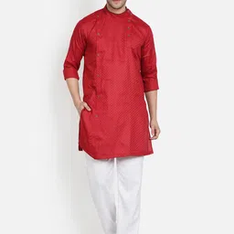 Armaan Ethnic Men Maroon Pure Cotton Kurta with Pyjama-picture-44