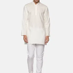 Sethukrishna Men Cream-Coloured Pure Cotton Kurta with Pyjamas-picture-2