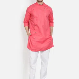 Armaan Ethnic Men Peach-Coloured Pure Cotton Kurta with Pyjama-picture-37