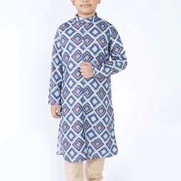 TABARD Boys Blue Printed Pure Cotton Kurta with Pyjamas-image-70