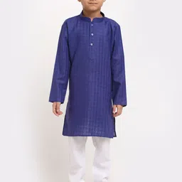 KRAFT INDIA Boys Navy Blue Regular Pure Cotton Kurta with Pyjamas-image-11
