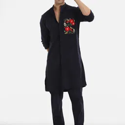 Komal Kothari Floral Embroidered Sequined Pure Cotton Kurta with Pyjamas-picture-29