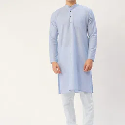 Jompers Men Blue Pure Cotton Kurta with Churidar-26