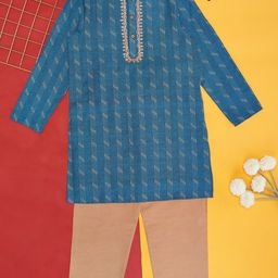 YU by Pantaloons Boys Ethnic Motifs Printed Pure Cotton Straight Kurta With Pyjamas-52