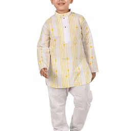 BAESD Boys Striped Printed Mandarin Collar Regular Pure Cotton Kurta with Pyjamas-picture-30