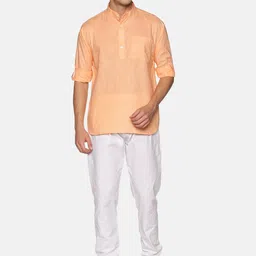 Sethukrishna Men Orange Regular Pure Cotton Kurta with Pyjamas-image-64