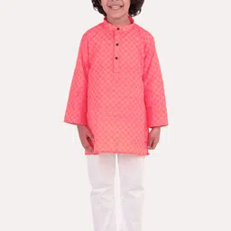 Superminis Boys Magenta Regular Pure Cotton Kurta with Pyjamas-53