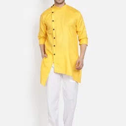 Armaan Ethnic Men Yellow Pure Cotton Kurta with Pyjamas-image-57