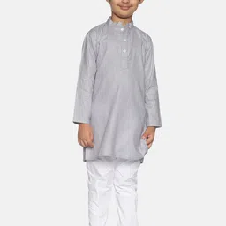 Sethukrishna Boys Grey Pure Cotton Kurta with Pyjamas-4