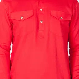 VASTRAMAY Men Red Kurta with Pyjamas image 5