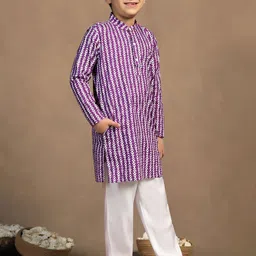 BAESD Boys Printed Regular Kurta with Pyjamas image 3