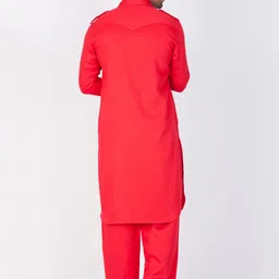 VASTRAMAY Men Red Kurta with Pyjamas image 4