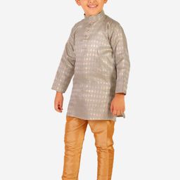 Pro-Ethic STYLE DEVELOPER Boys Self Design Pure Silk Kurta with Pyjamas image 4