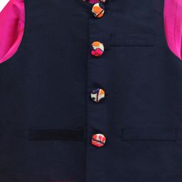 a.t.u.n. A T U N Boys Pink Regular Kurta with Pyjamas & Nehru Jacket image 4